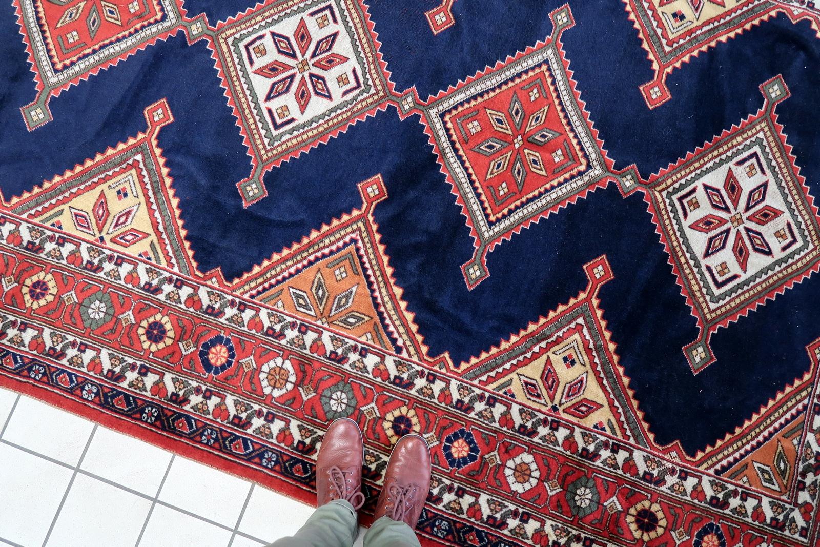 Handgefertigter Afshar-Teppich im persischen Stil im Vintage-Stil 6,4' x9.9', 1950er Jahre - 1C1116 im Angebot 4