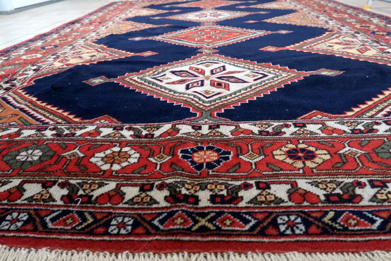 Handgefertigter Afshar-Teppich im persischen Stil im Vintage-Stil 6,4' x9.9', 1950er Jahre - 1C1116 im Angebot 6