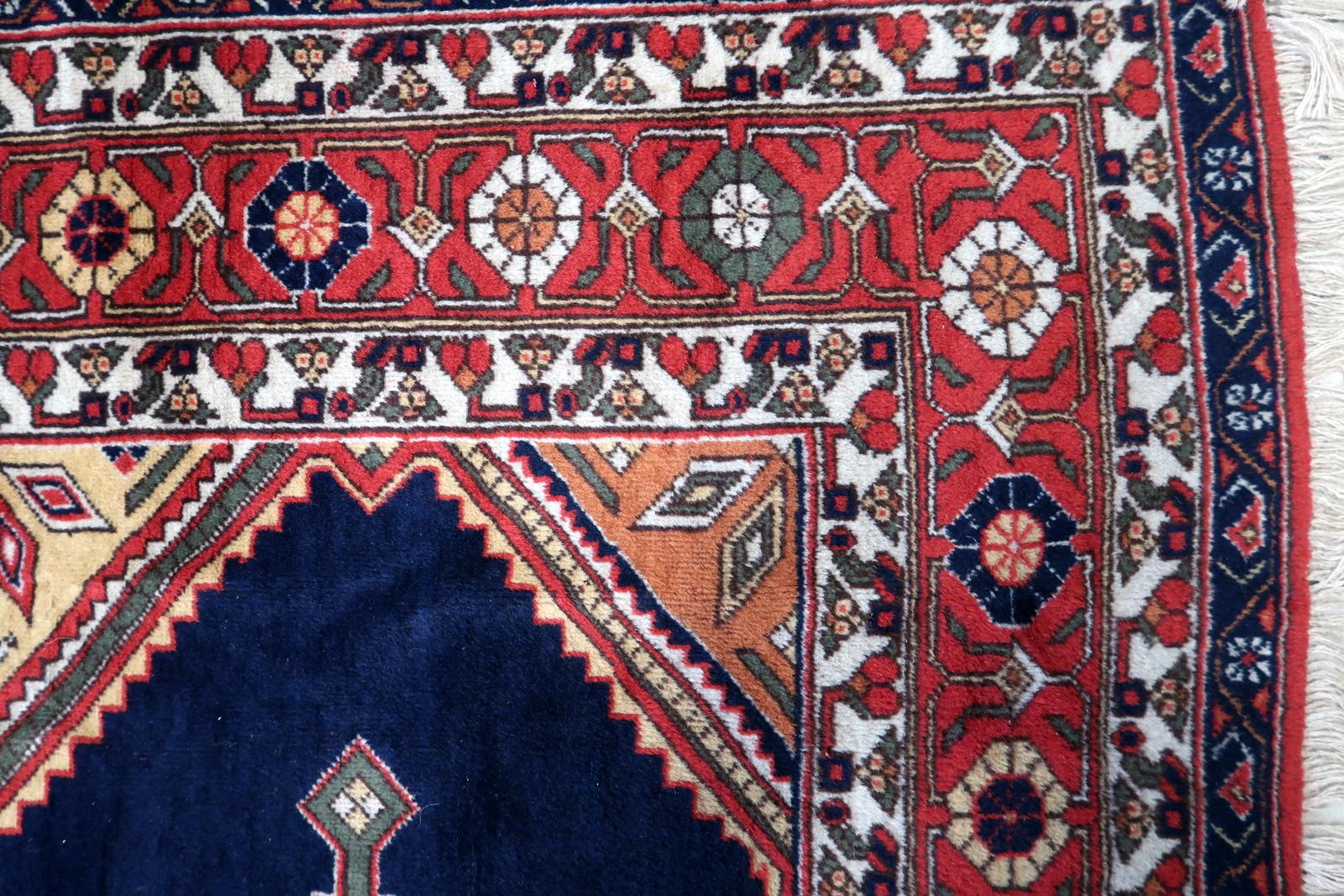 Handgefertigter Afshar-Teppich im persischen Stil im Vintage-Stil 6,4' x9.9', 1950er Jahre - 1C1116 im Zustand „Gut“ im Angebot in Bordeaux, FR