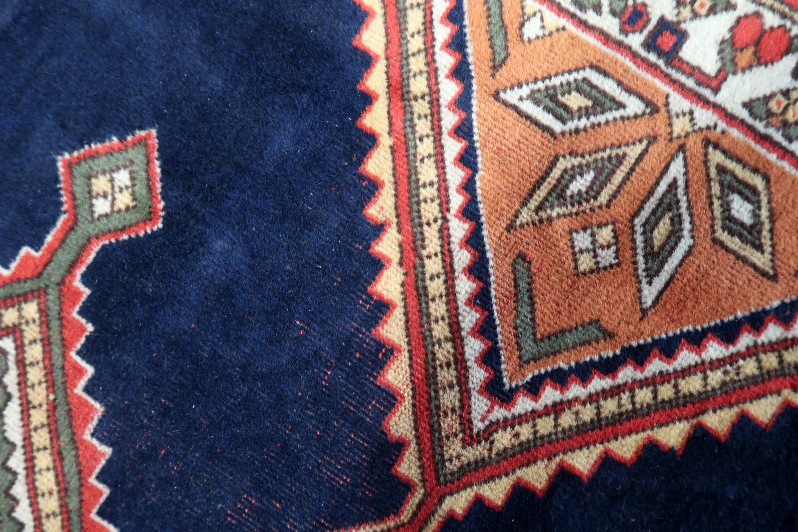 Handgefertigter Afshar-Teppich im persischen Stil im Vintage-Stil 6,4' x9.9', 1950er Jahre - 1C1116 im Angebot 2