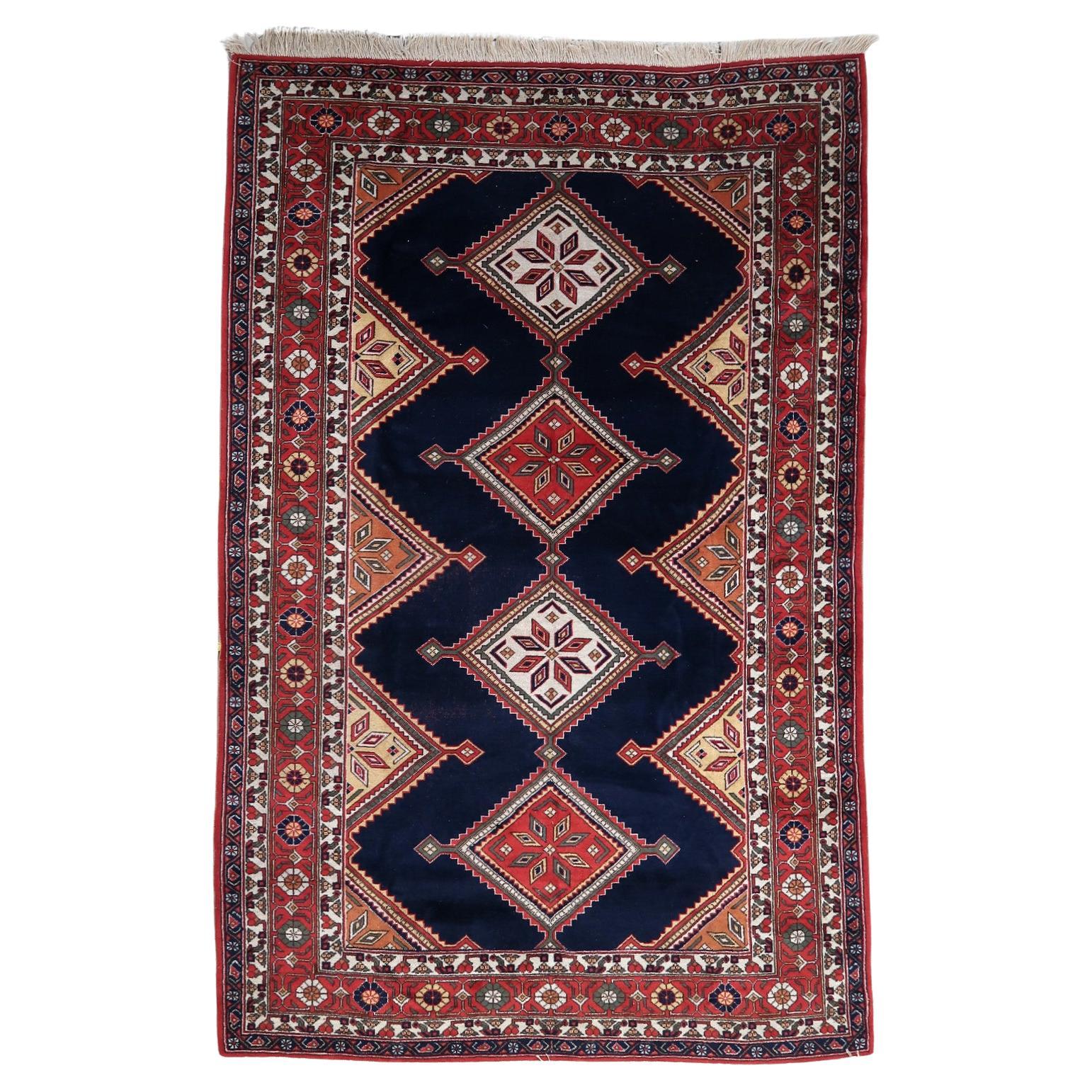 Handgefertigter Afshar-Teppich im persischen Stil im Vintage-Stil 6,4' x9.9', 1950er Jahre - 1C1116 im Angebot
