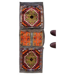 Sac de selle Afshar de style persan vintage fait à la main 1,3' x 4,1', années 1940 - 1C1129