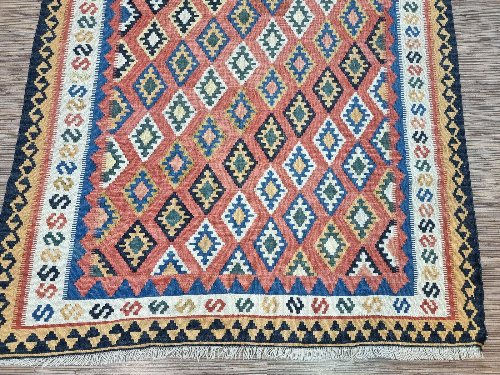 Handmade Vintage Persian Style Ardabil Kilim Rug 4.9' x 7.2', 1970s - 1D91 For Sale 1
