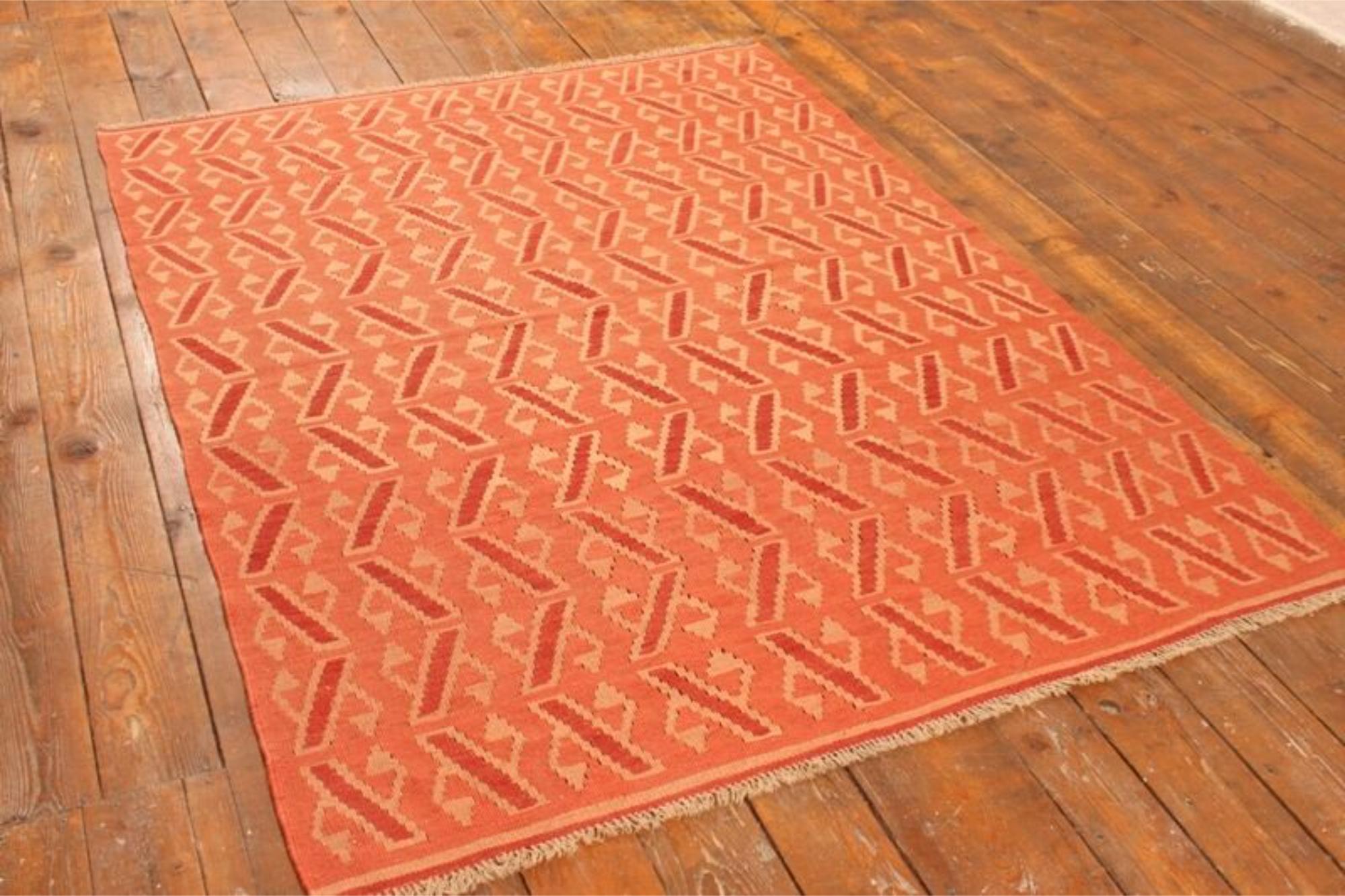 Handgefertigte Vintage Persian Style Ardabil Kilim Teppich 5' x 6.7', 1970er Jahre - 1T38 (Wolle) im Angebot