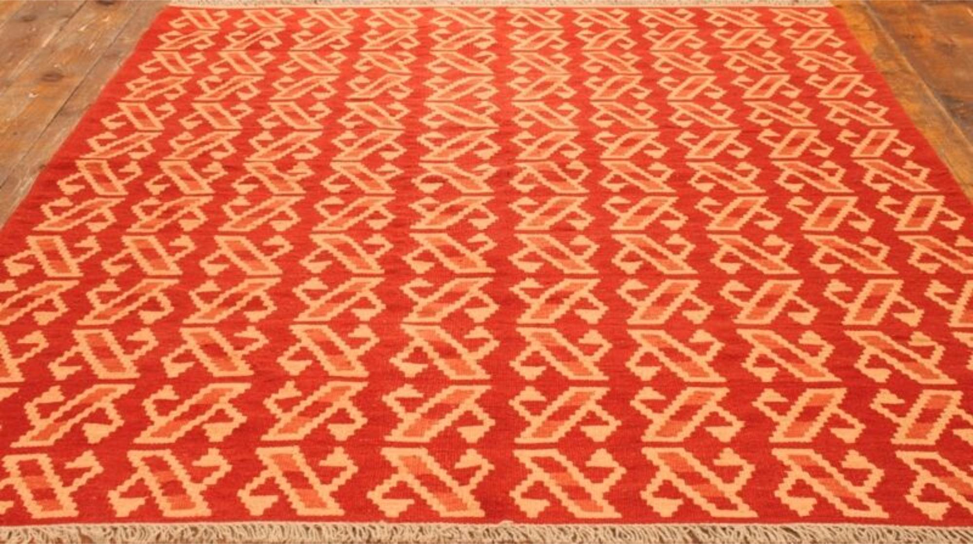 Handmade Vintage Persian Style Ardabil Kilim Rug 5.2' x 6.8', 1970s - 1T36 For Sale 6