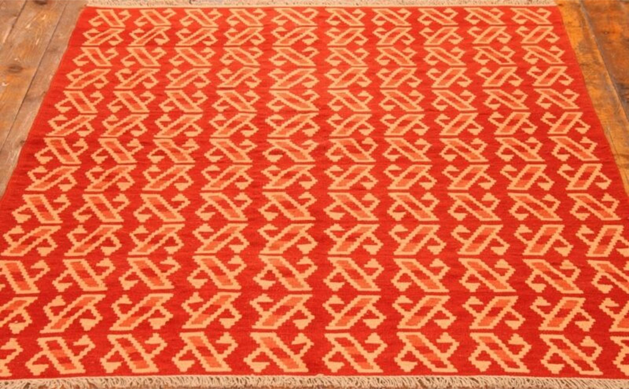 Wool Handmade Vintage Persian Style Ardabil Kilim Rug 5.2' x 6.8', 1970s - 1T36 For Sale