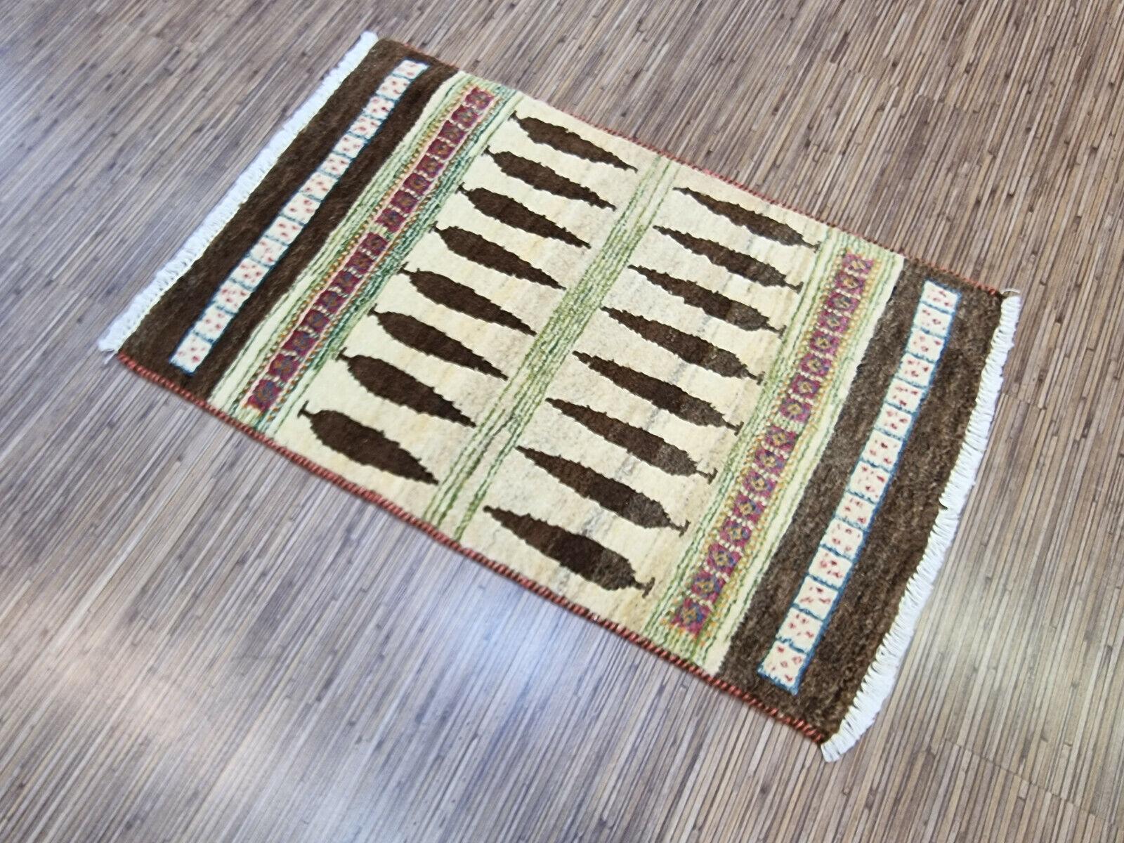 Wool Handmade Vintage Persian Style Gabbeh Rug 1.8' x 2.8', 1980s - 1D121 For Sale