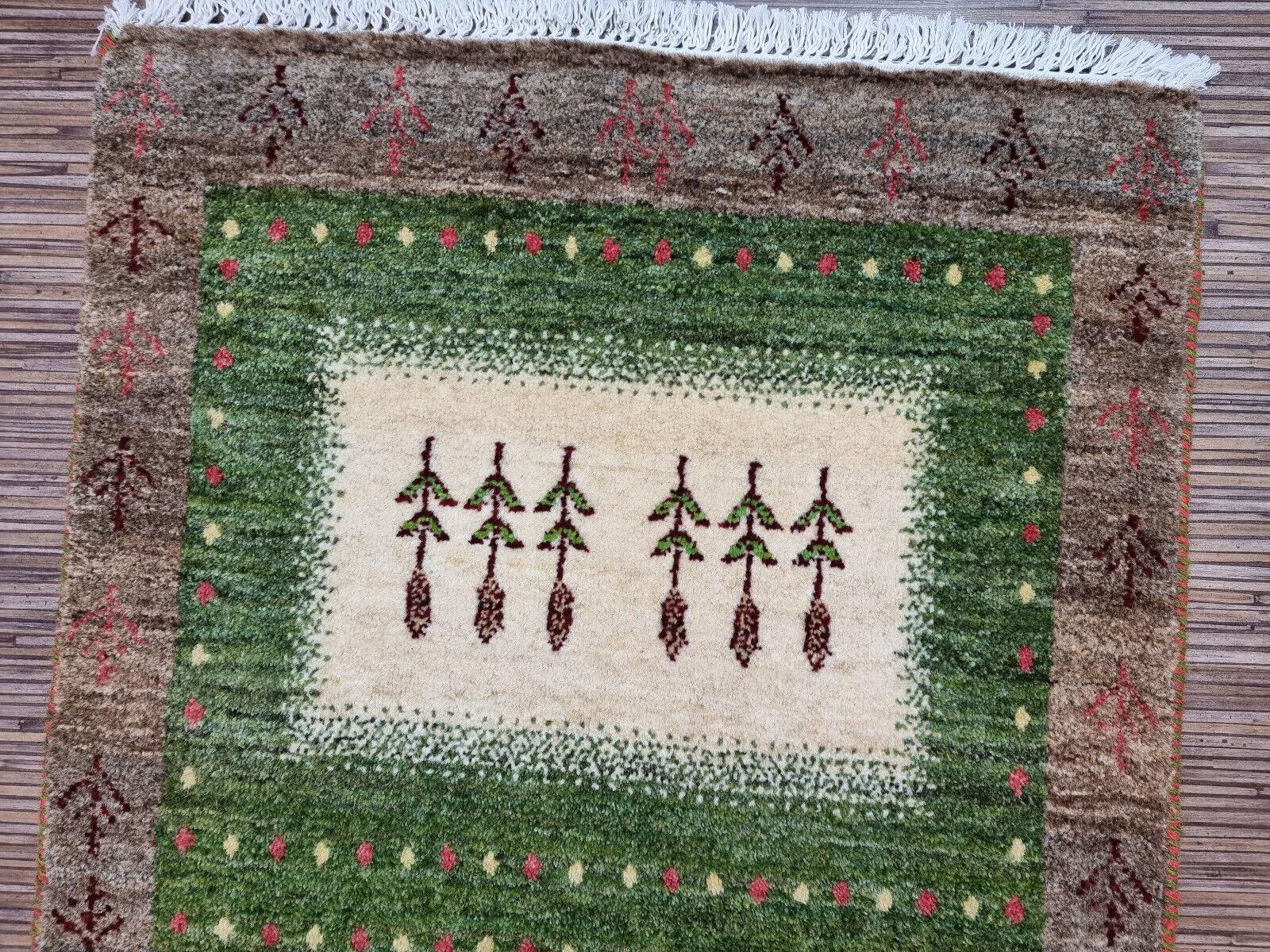 Hand-Knotted Handmade Vintage Persian Style Gabbeh Rug 1.8' x 2.9', 1980s - 1D113 For Sale