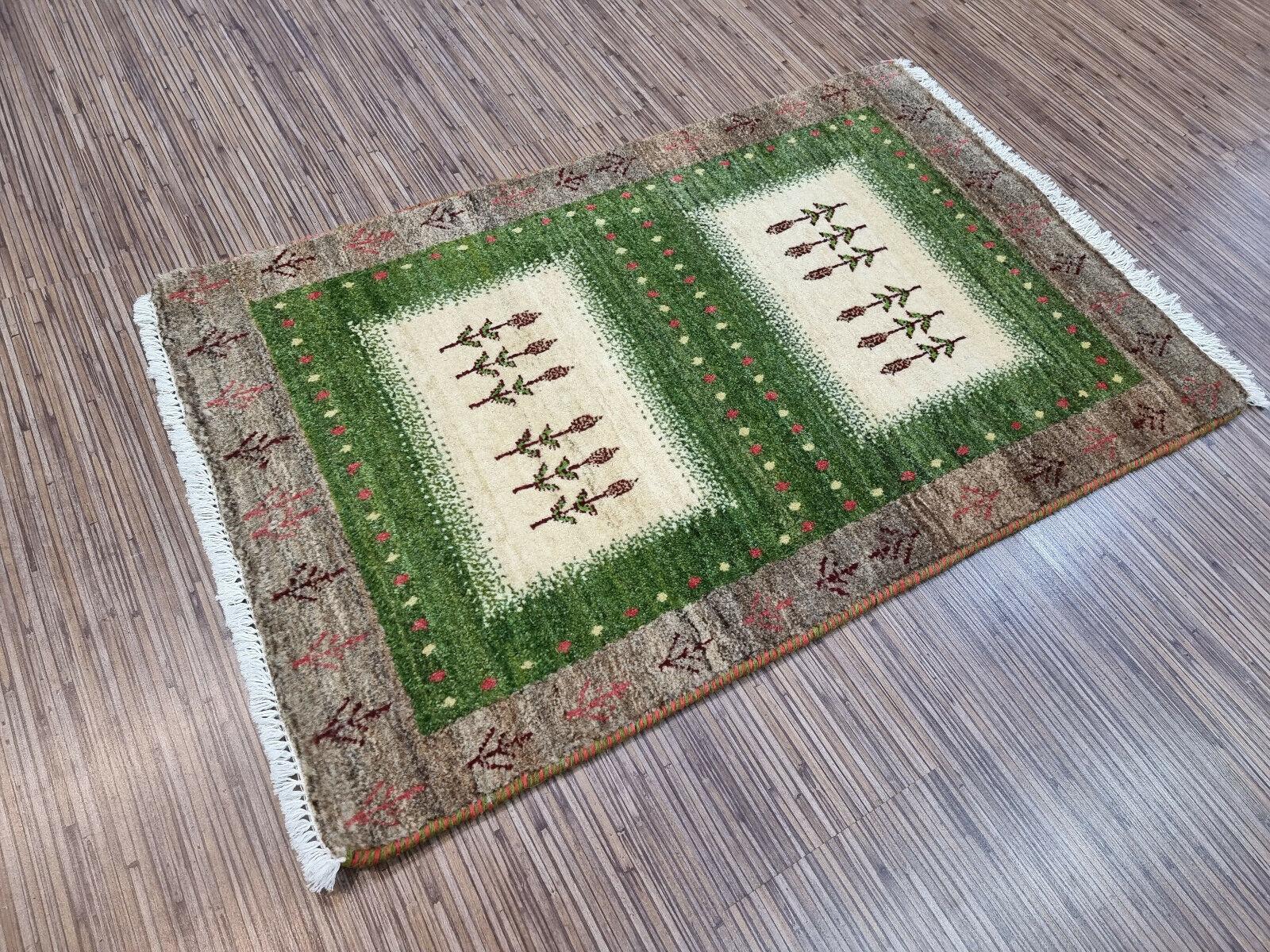 Handmade Vintage Persian Style Gabbeh Rug 1.8' x 2.9', 1980s - 1D113 For Sale 2
