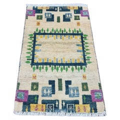 Handgefertigter Gabbeh-Teppich im persischen Stil im Vintage-Stil 1,8' x 2,9', 1980er Jahre - 1D115