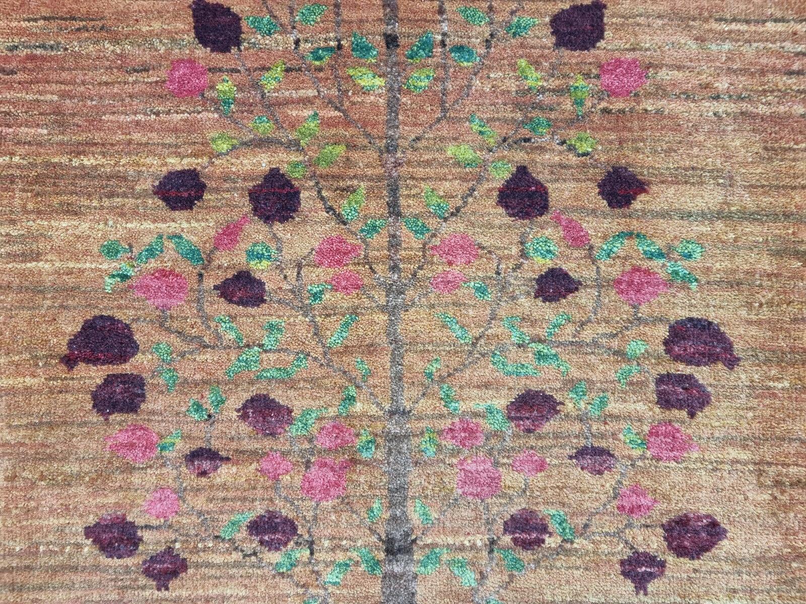 Hand-Knotted Handmade Vintage Persian Style Gabbeh Rug 1.9' x 2.9', 1980s - 1D116 For Sale