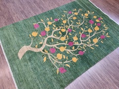Handmade Vintage Persian Style Gabbeh Rug 4.7' x 7', 1980s - 1D111