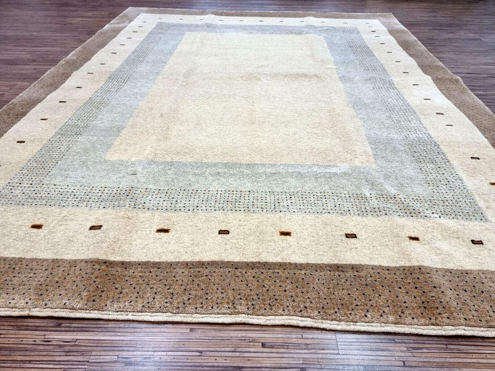 Handgefertigter Gabbeh-Teppich im persischen Vintage-Stil 4,8' x 6.3', 1970er Jahre - 1D55 im Zustand „Gut“ im Angebot in Bordeaux, FR