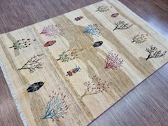 Handmade Vintage Persian Style Gabbeh Rug 5' x 7', 1980s - 1D110
