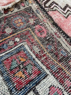 Handmade Vintage Persian Style Hamadan Distressed Rug 3.2' x 6.4, 1960s - 1S04