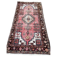 Handmade Vintage Persian Style Hamadan Distressed Rug 3.2' x 6.4, 1960s - 1S04