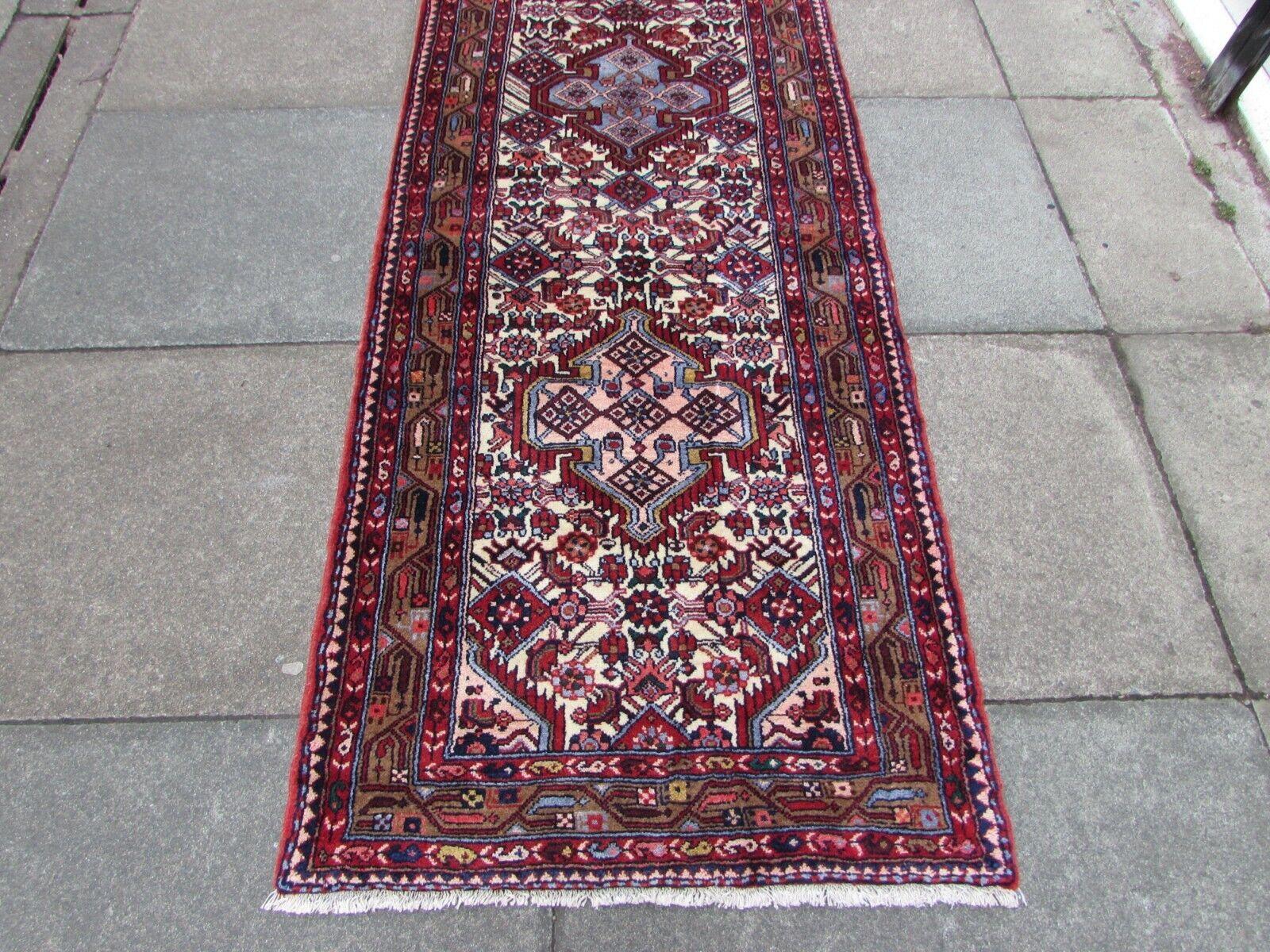 Hand-Knotted Handmade Vintage Persian Style Hamadan Long Runner Rug 2.8' x 18.8', 1970s, 1Q47 For Sale