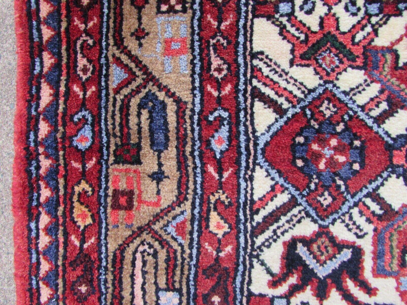 Wool Handmade Vintage Persian Style Hamadan Long Runner Rug 2.8' x 18.8', 1970s, 1Q47 For Sale