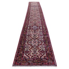 Alfombra larga Hamadan de estilo persa hecha a mano 2,8' x 18,8', años 70, 1Q47