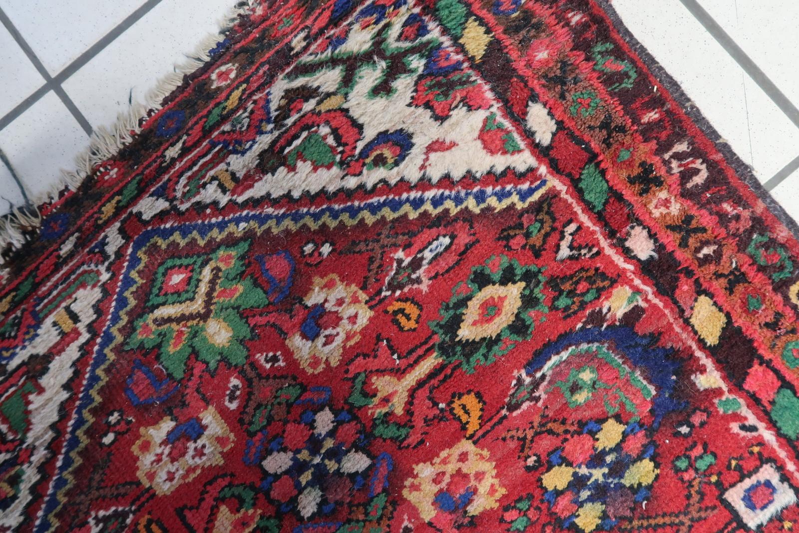 Wool Handmade Vintage Persian Style Hamadan Rug, 1970s - 1C1074 For Sale