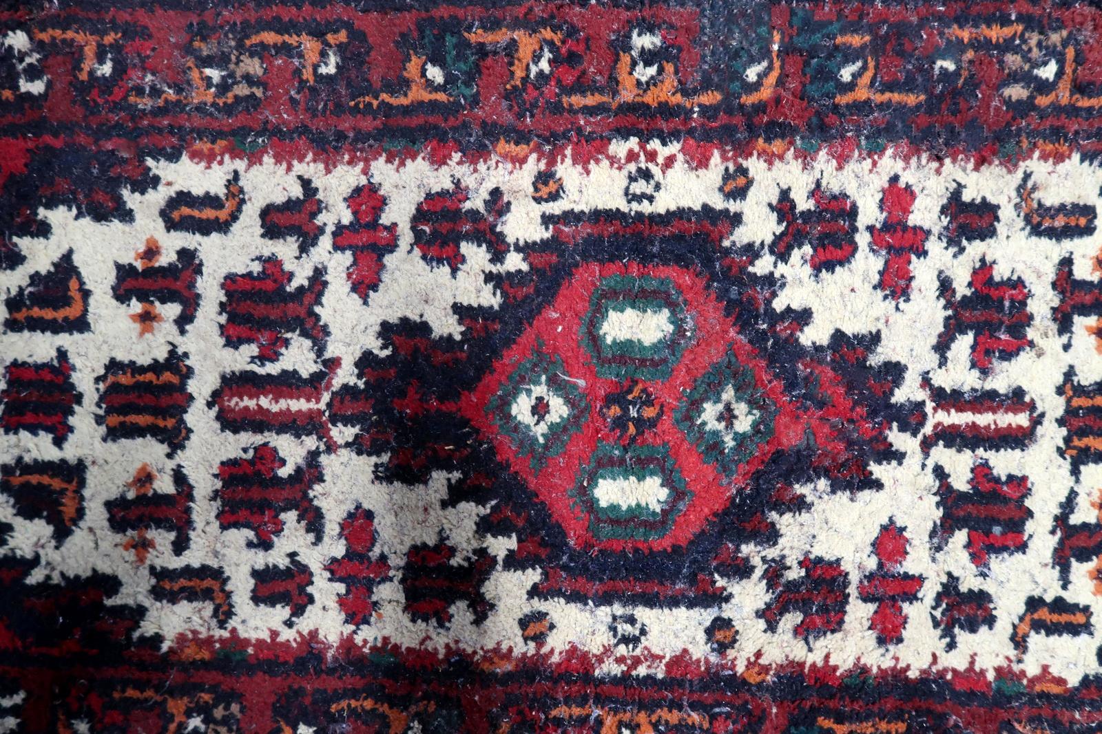 Handmade Vintage Persian Style Hamadan Rug 1970s - 1C1079 In Fair Condition For Sale In Bordeaux, FR