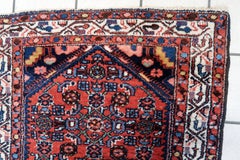 Tapis Hamadan de style persan vintage fait à la main 2,4' x 4,1', 1970 - 1C1122
