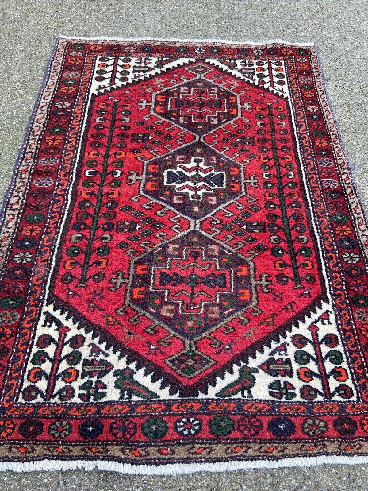 Handgefertigter Hamadan-Teppich im persischen Vintage-Stil 3.3' x 4,8', 1960er Jahre - 1S08 im Angebot 5