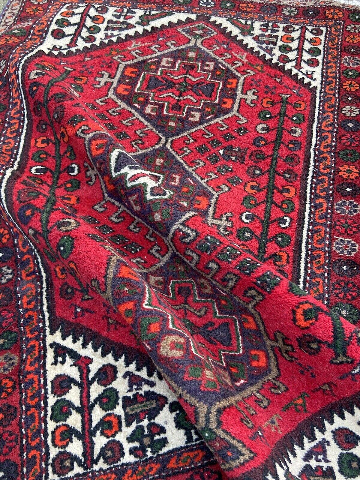Handgefertigter Hamadan-Teppich im persischen Vintage-Stil 3.3' x 4,8', 1960er Jahre - 1S08 (Wolle) im Angebot