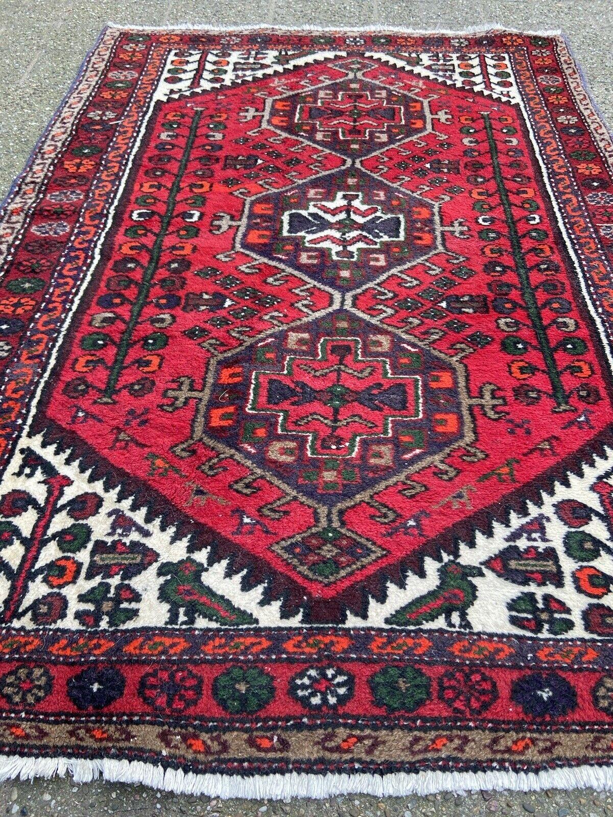 Handgefertigter Hamadan-Teppich im persischen Vintage-Stil 3.3' x 4,8', 1960er Jahre - 1S08 im Angebot 4