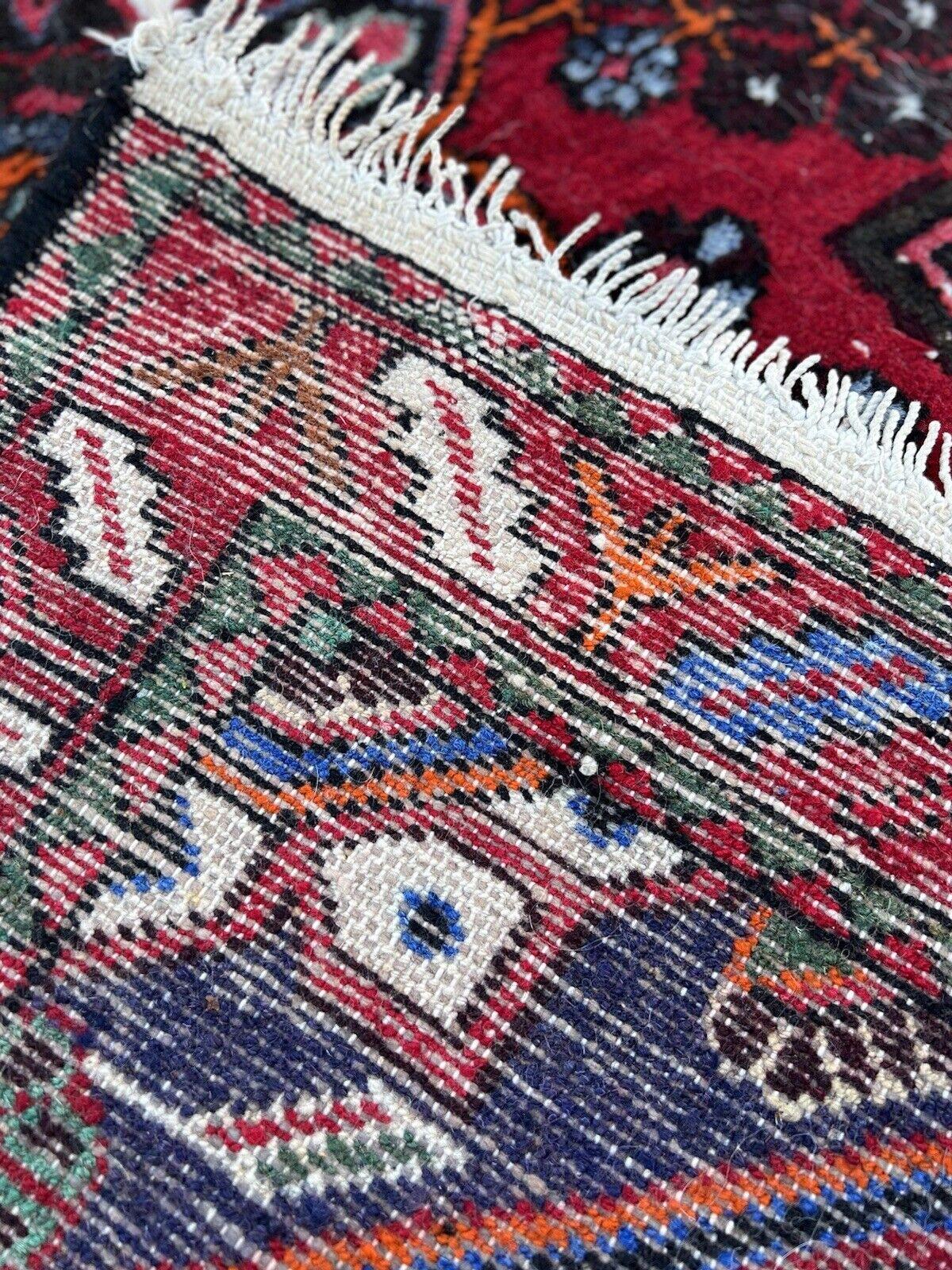 Wool Handmade Vintage Persian Style Hamadan Rug 3.4' x 5.2', 1970s - 1S65 For Sale