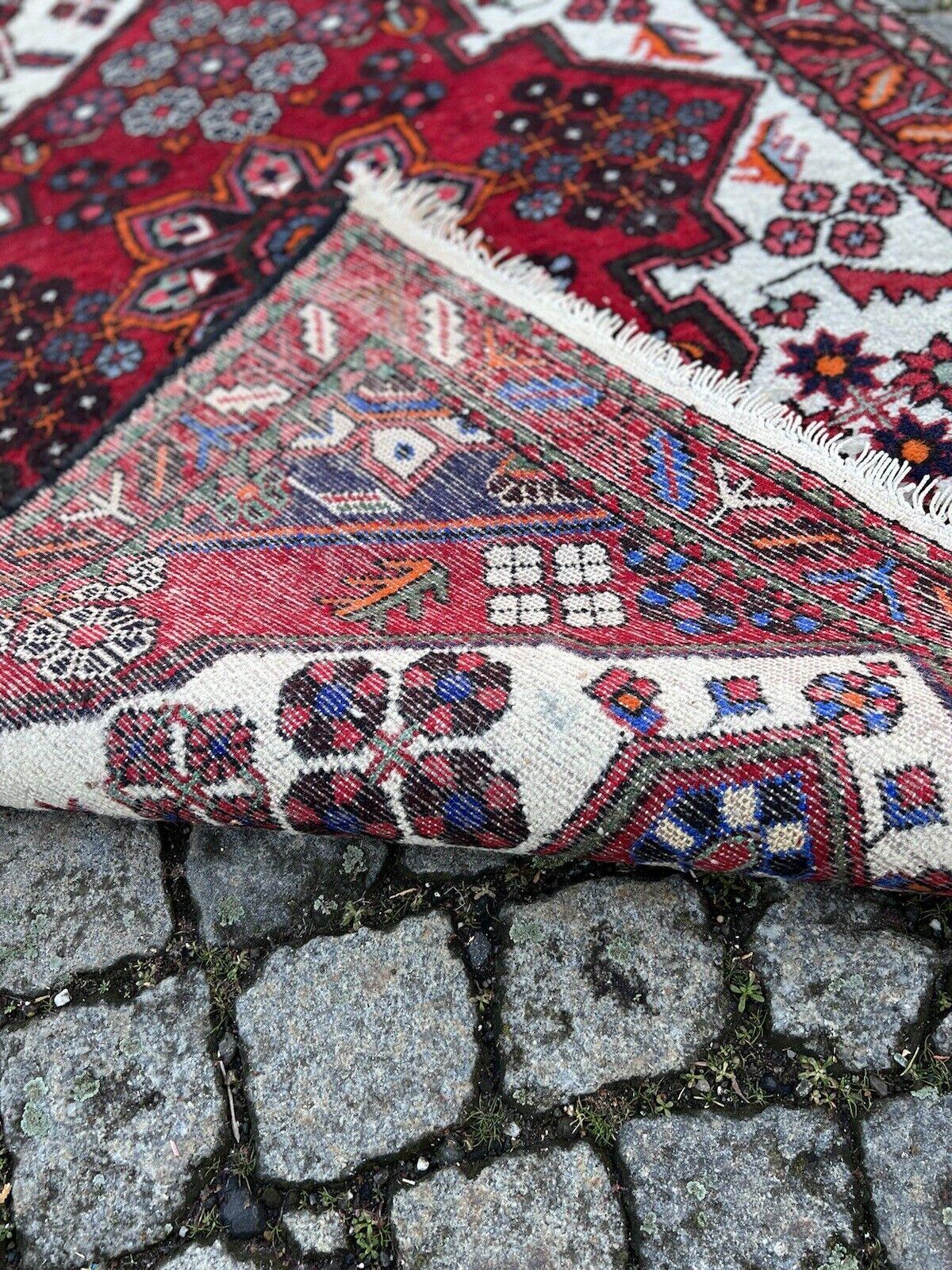 Handgefertigter Hamadan-Teppich im persischen Vintage-Stil 3.4' x 5.2', 1970er Jahre - 1S65 im Angebot 1