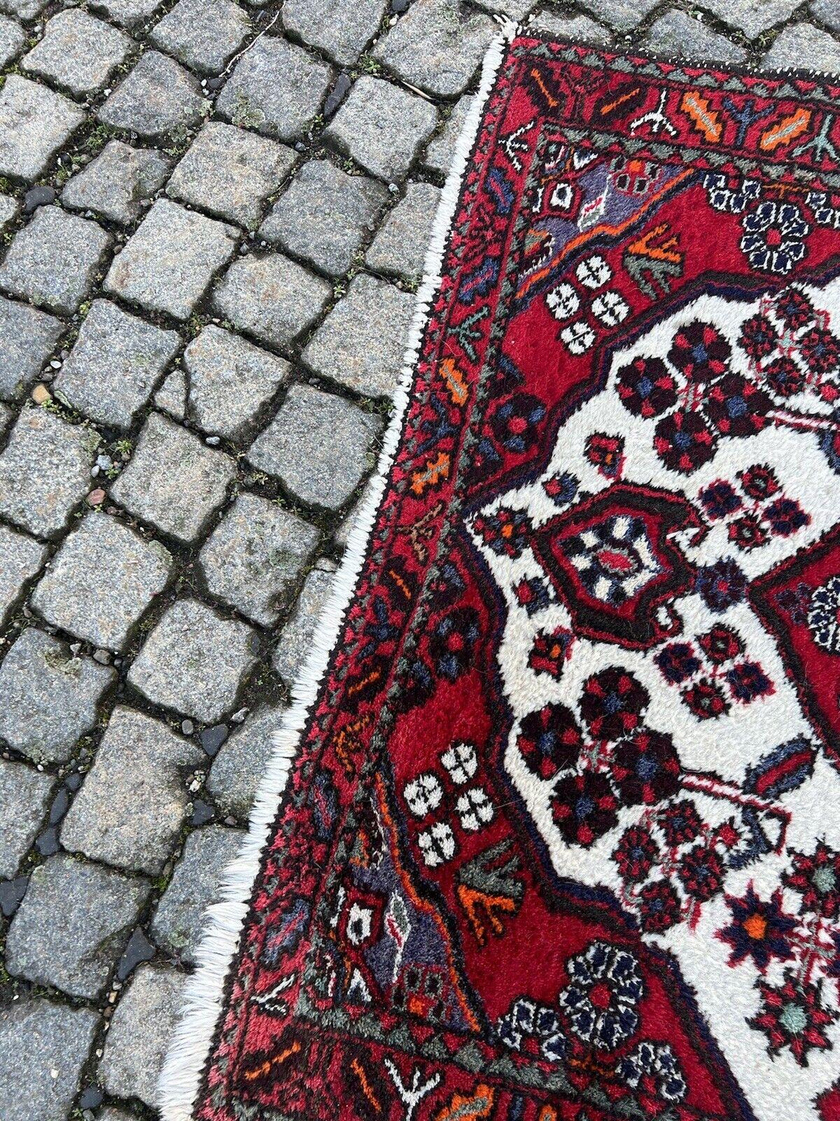 Handgefertigter Hamadan-Teppich im persischen Vintage-Stil 3.4' x 5.2', 1970er Jahre - 1S65 im Angebot 4