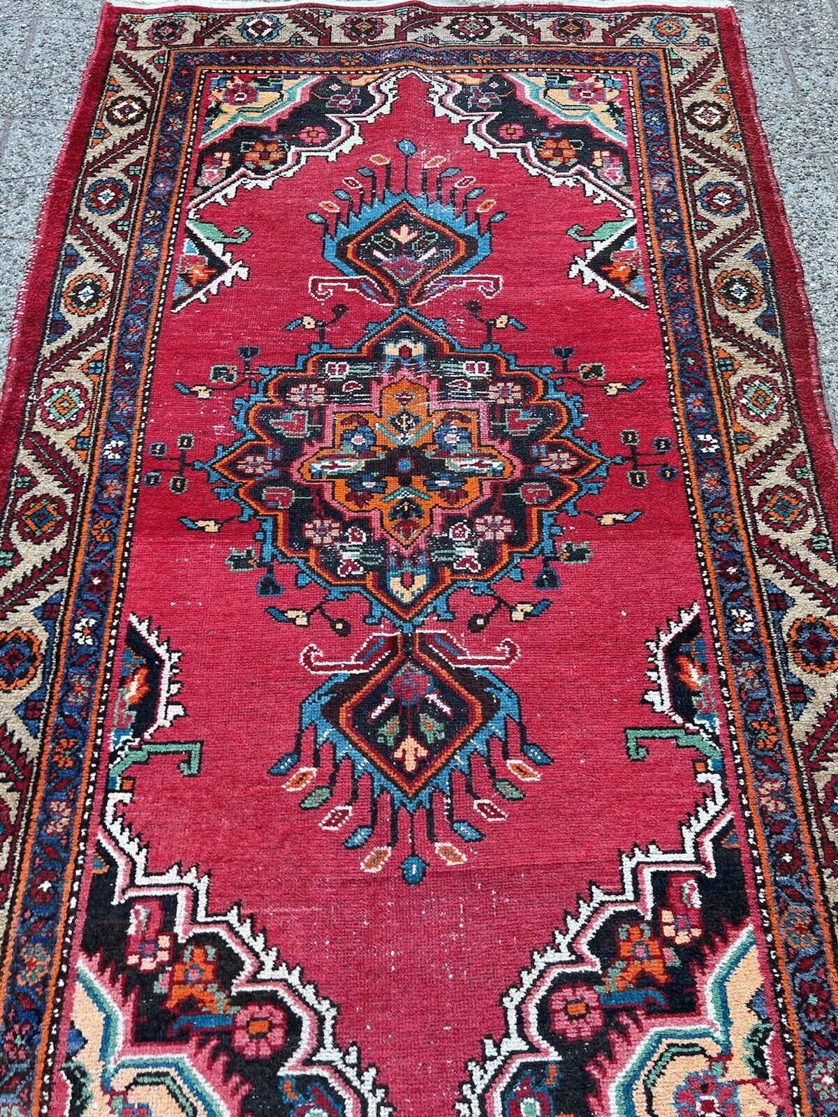 Handgefertigter Hamadan-Teppich im persischen Stil 3,8' x 6,6', 1950er Jahre - 1S48 im Angebot 5