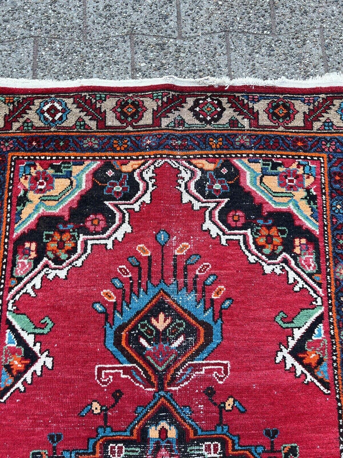 Handmade Vintage Persian Style Hamadan Rug 3.8' x 6.6', 1950s - 1S48 For Sale 7