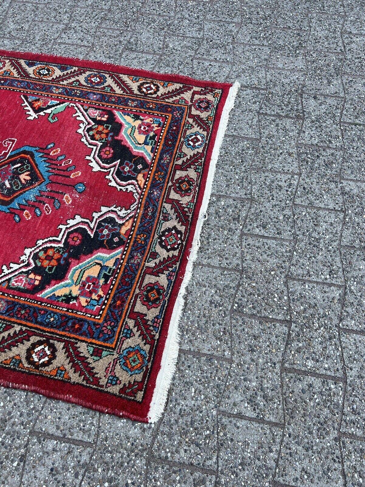 Handgefertigter Hamadan-Teppich im persischen Stil 3,8' x 6,6', 1950er Jahre - 1S48 im Angebot 2