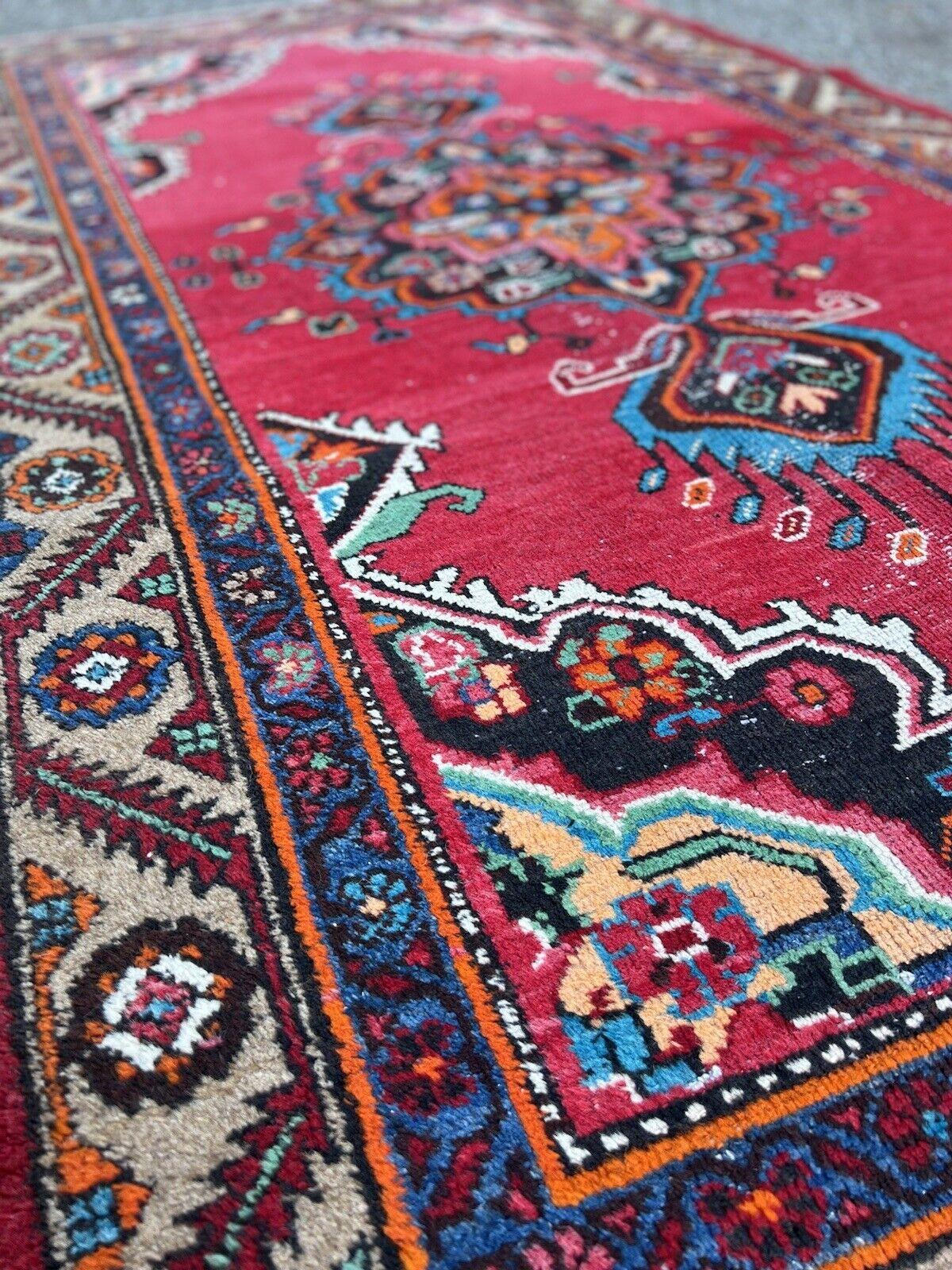 Handmade Vintage Persian Style Hamadan Rug 3.8' x 6.6', 1950s - 1S48 For Sale 4