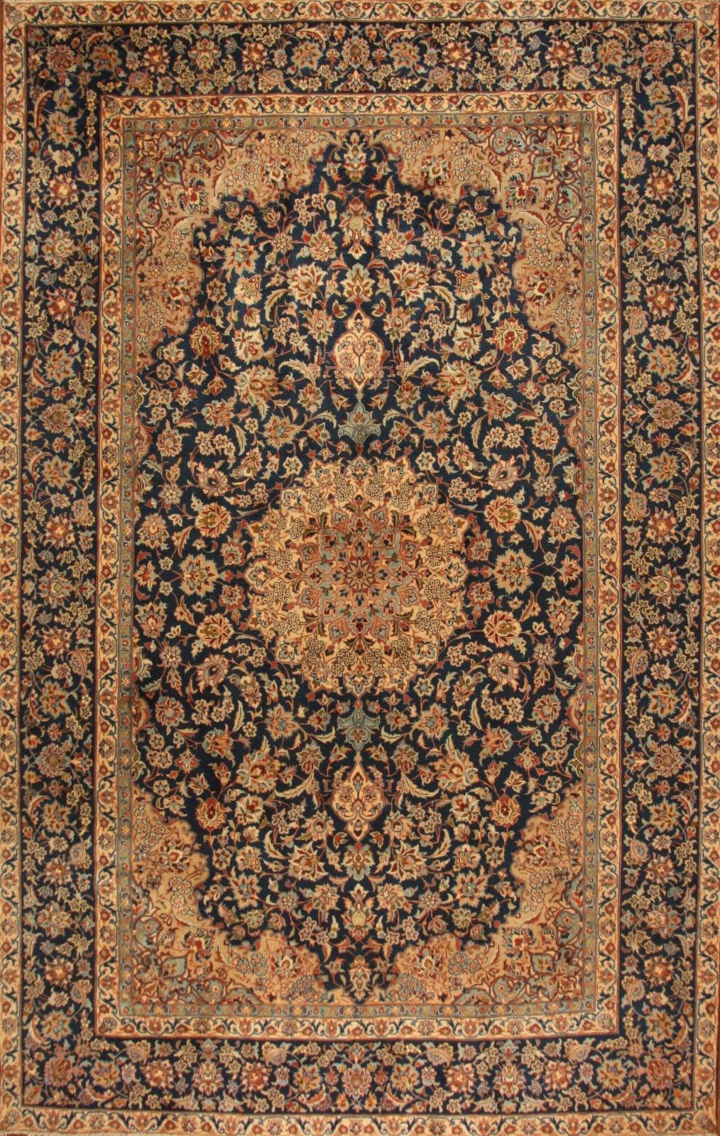 Late 20th Century Handmade Vintage Persian Style Isfahan Rug 9.5' x 15', 1970s - 1T29 For Sale