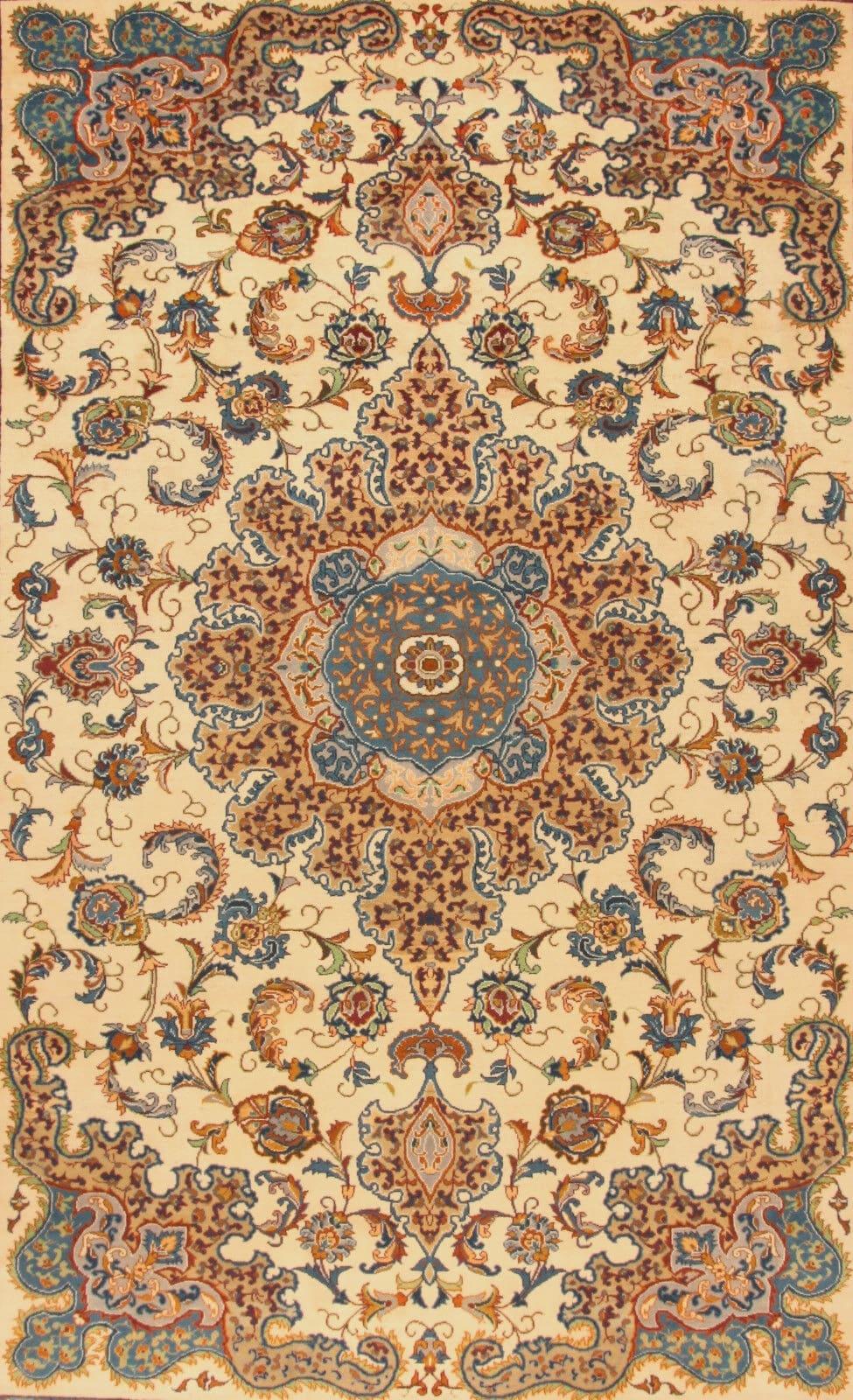 Tapis d'Ispahan de style persan vintage fait à la main 9,9' x 13,7', 1990 - 1T45 en vente 2