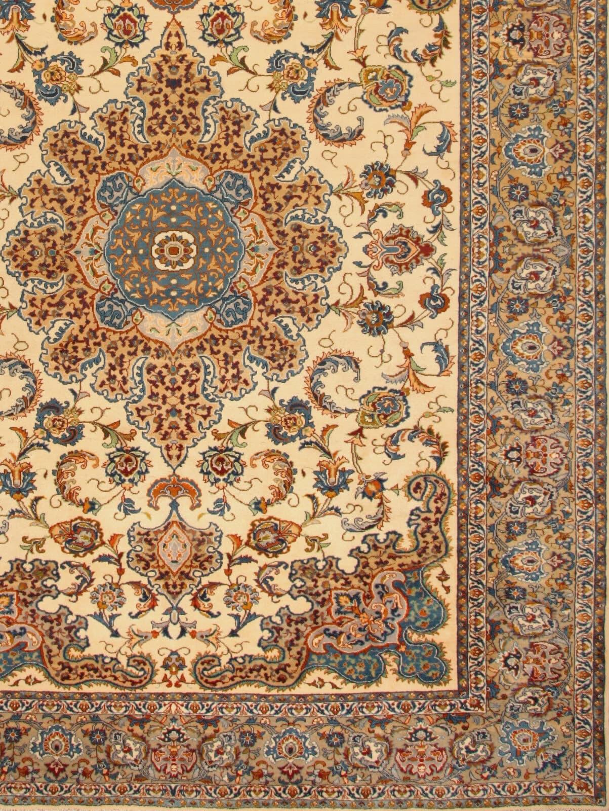 Tapis d'Ispahan de style persan vintage fait à la main 9,9' x 13,7', 1990 - 1T45 en vente 3