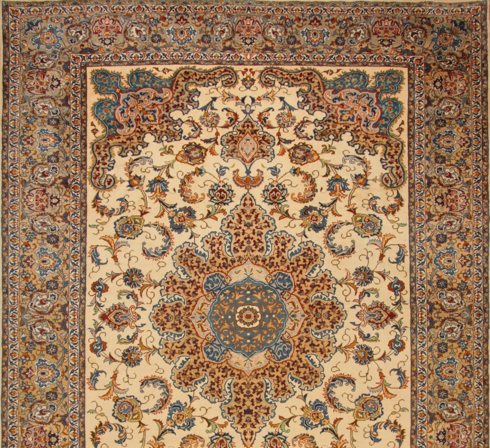 Tapis d'Ispahan de style persan vintage fait à la main 9,9' x 13,7', 1990 - 1T45 en vente 4