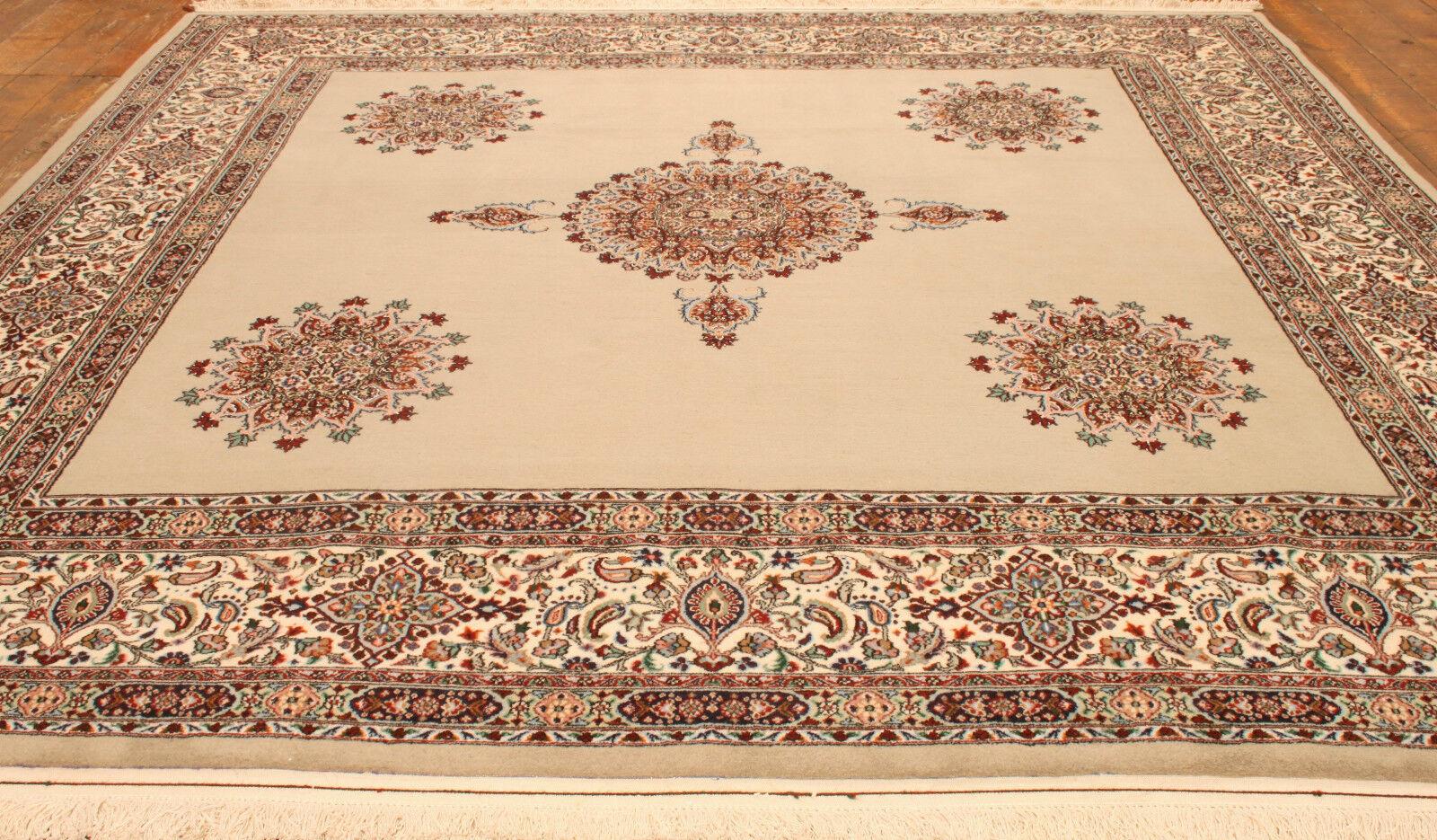 Late 20th Century Handmade Vintage Persian Style Isfahan Rug With Silk 8.1' x 8.7', 1990s - 1T48 For Sale
