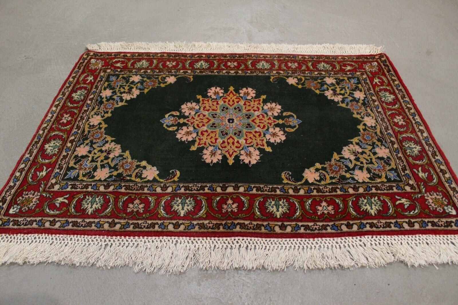 Mid-20th Century Handmade Vintage Persian Style Isfahan Silk Rug 2.2' x 3.2', 1960s - 1K41