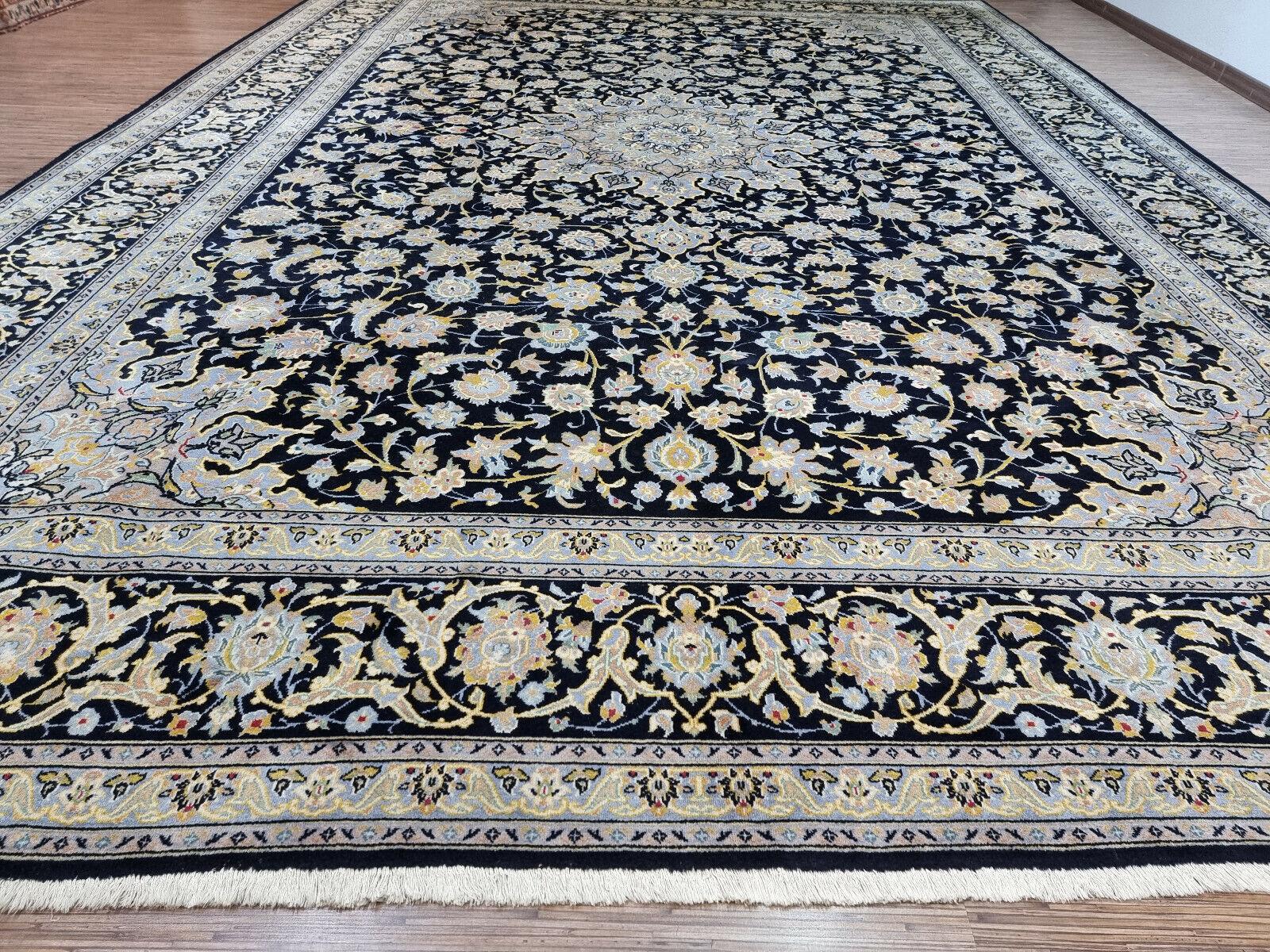 Handgefertigter Kashan Oversize-Teppich im persischen Vintage-Stil 10.1' x 14.4', 1970er Jahre - 1D69 (Handgeknüpft) im Angebot