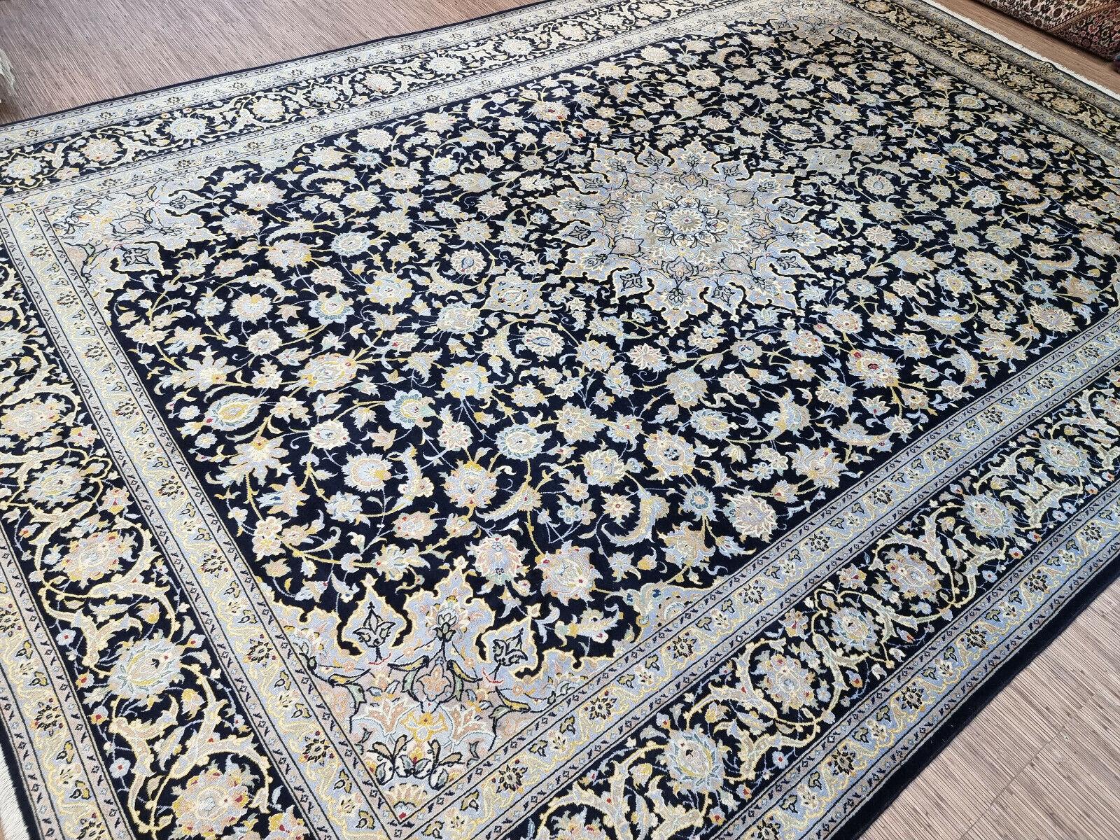 Handgefertigter Kashan Oversize-Teppich im persischen Vintage-Stil 10.1' x 14.4', 1970er Jahre - 1D69 im Zustand „Gut“ im Angebot in Bordeaux, FR