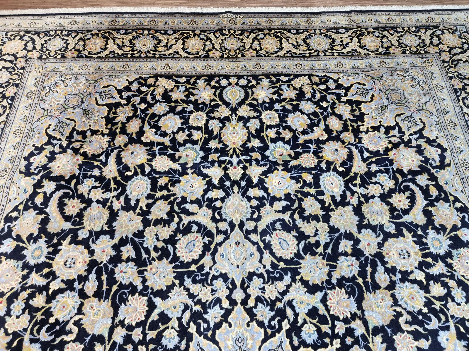 Handgefertigter Kashan Oversize-Teppich im persischen Vintage-Stil 10.1' x 14.4', 1970er Jahre - 1D69 (Ende des 20. Jahrhunderts) im Angebot