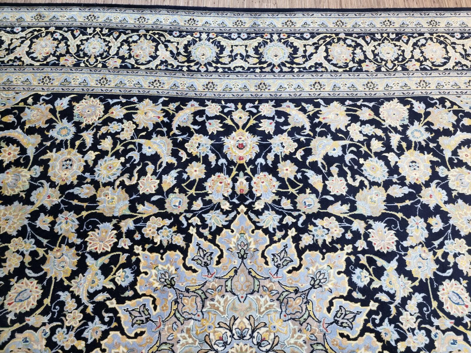 Handgefertigter Kashan Oversize-Teppich im persischen Vintage-Stil 10.1' x 14.4', 1970er Jahre - 1D69 im Angebot 1