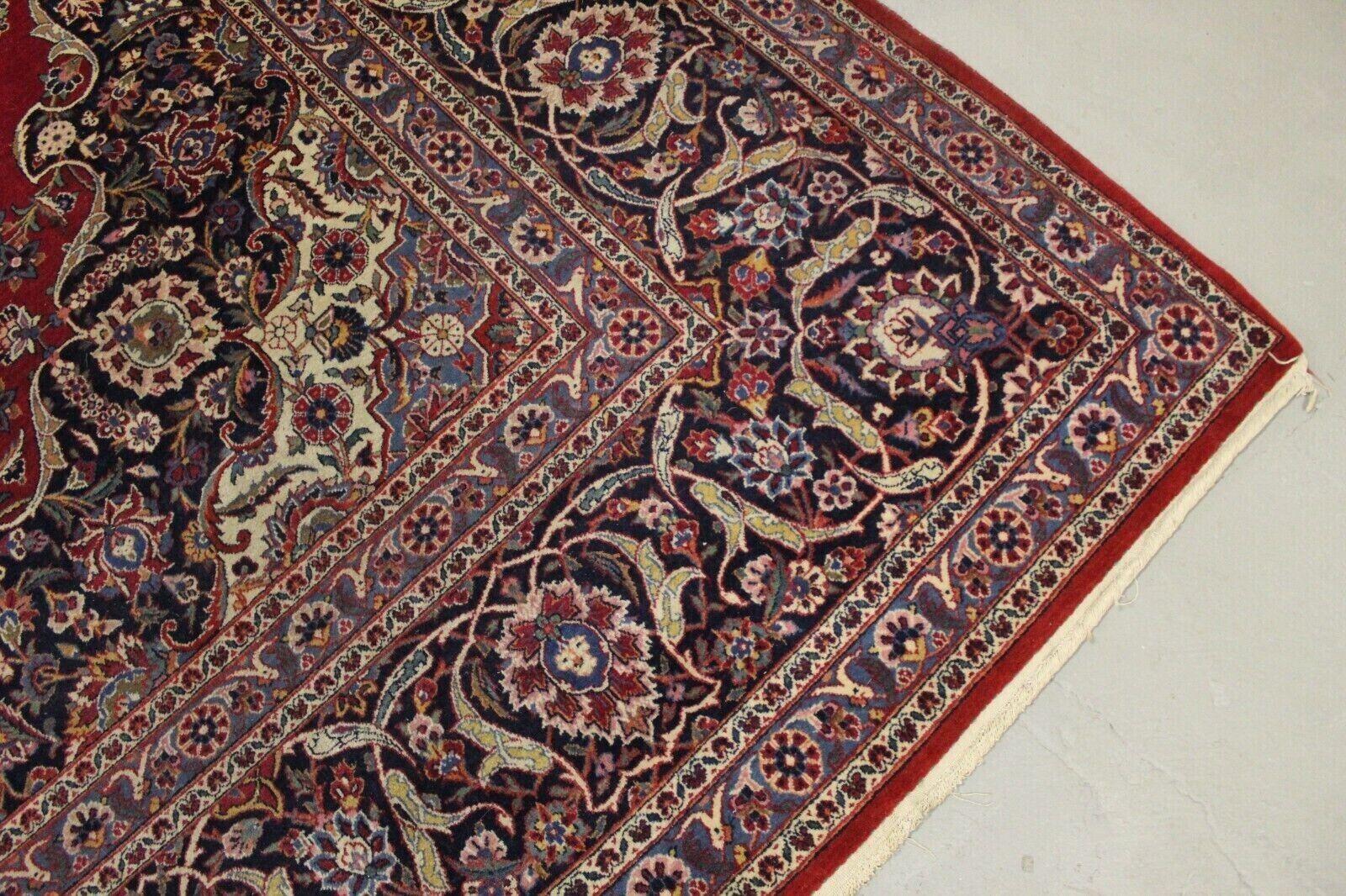 Handgefertigter roter Kashan-Teppich im Vintage-Stil 10' x 13,6', 1950er Jahre - 1K39 (Mitte des 20. Jahrhunderts) im Angebot