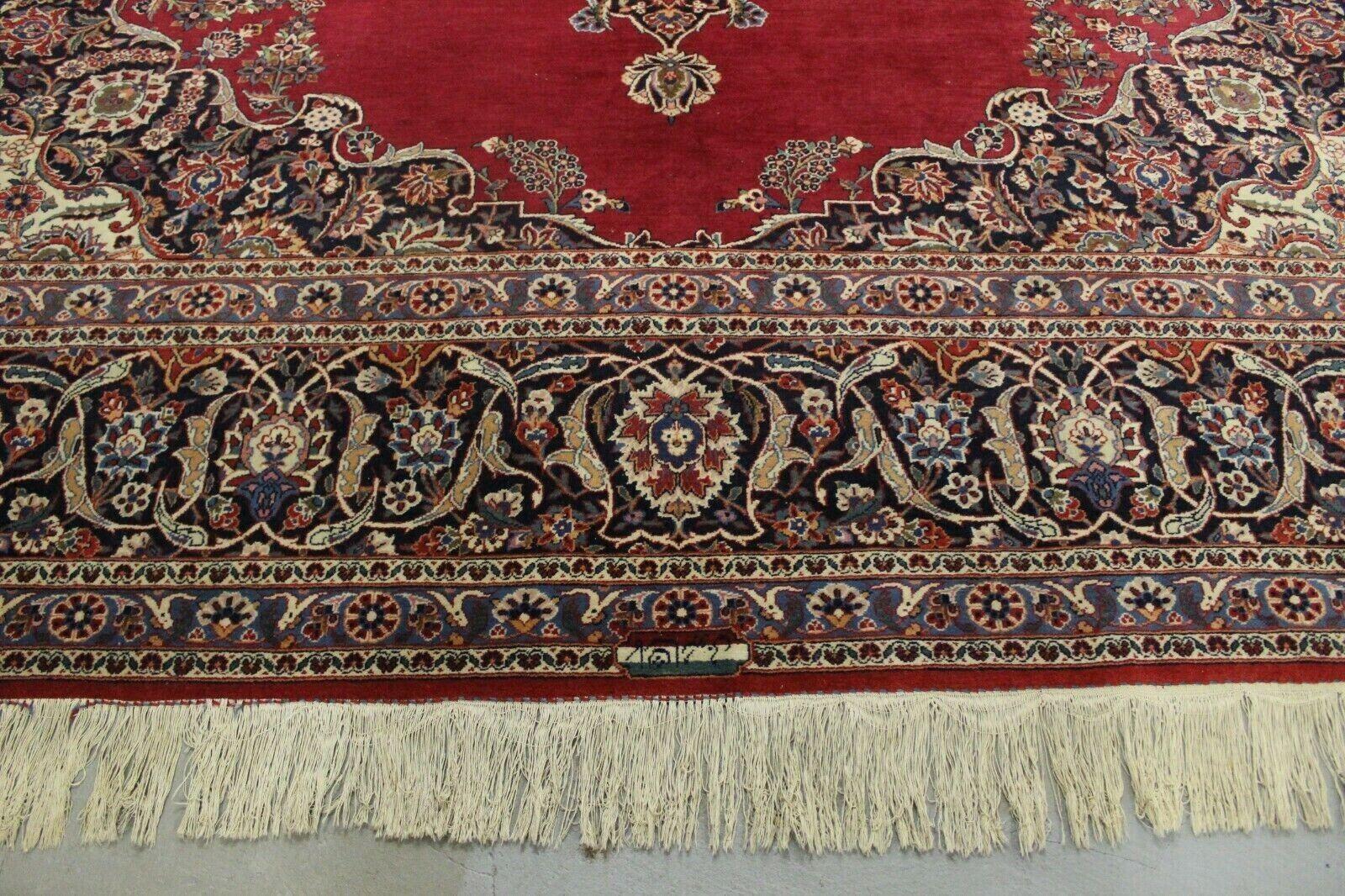 Handgefertigter roter Kashan-Teppich im Vintage-Stil 10' x 13,6', 1950er Jahre - 1K39 im Angebot 1