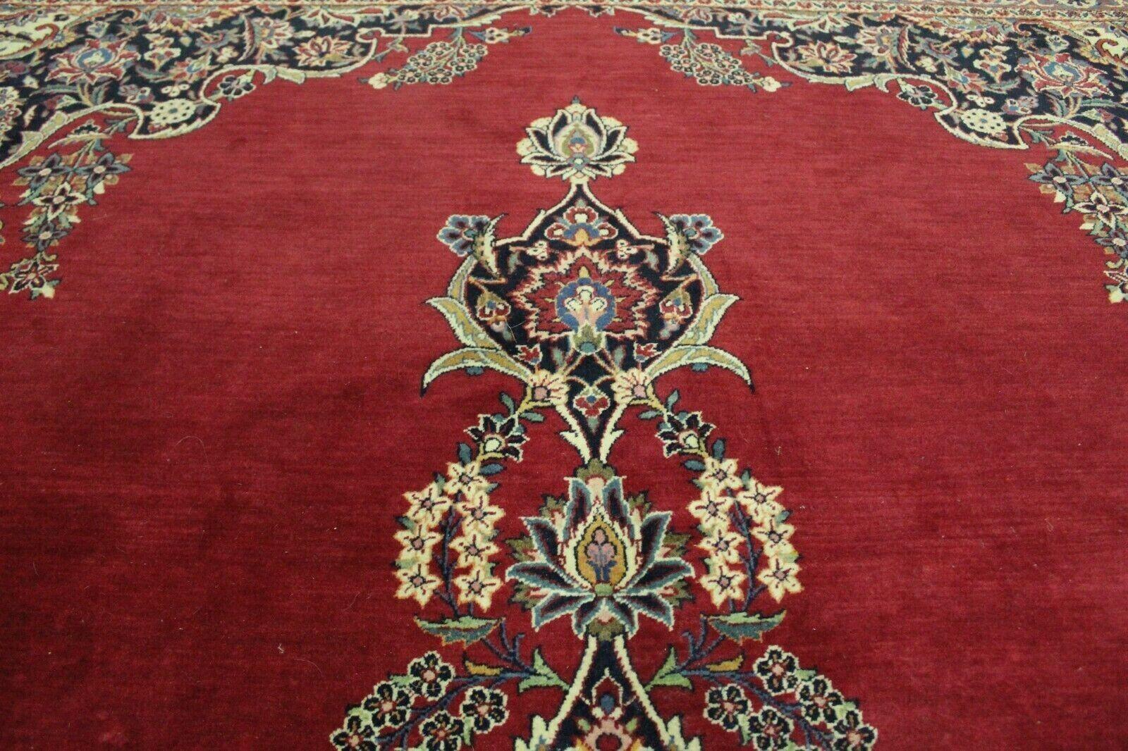 Handmade Vintage Persian Style Kashan Red Rug 10' x 13.6', 1950s - 1K39 For Sale 2