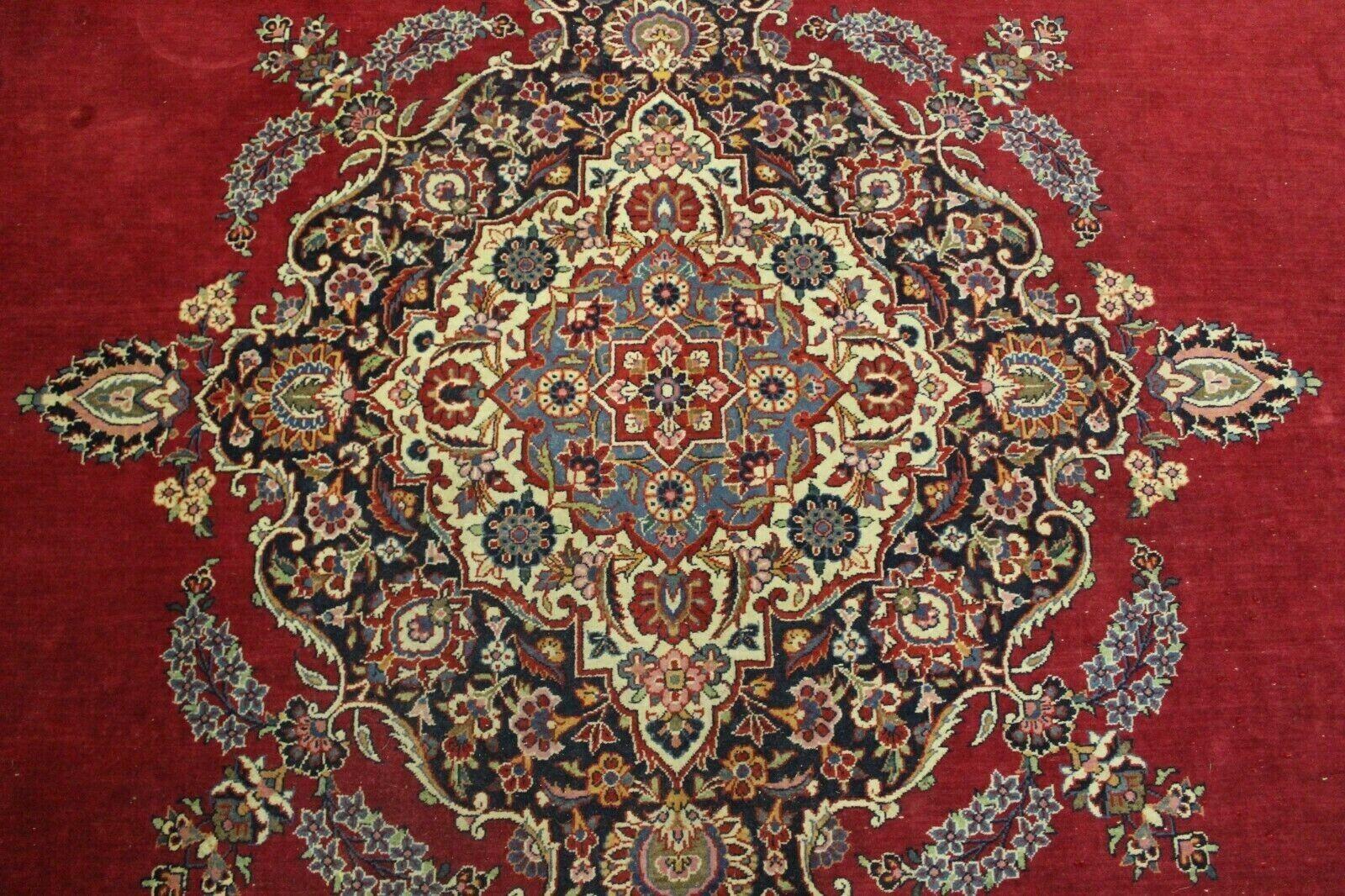 Handmade Vintage Persian Style Kashan Red Rug 10' x 13.6', 1950s - 1K39 For Sale 3